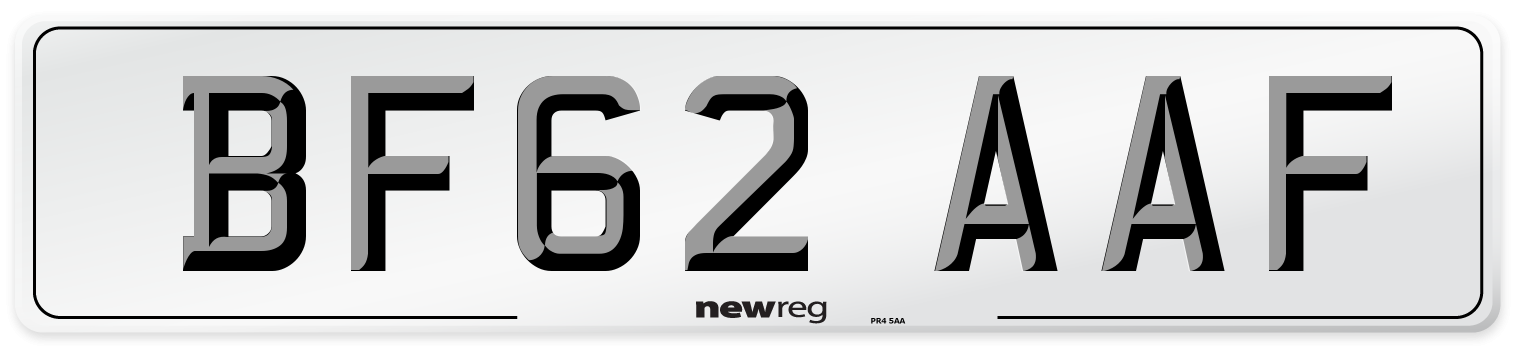 BF62 AAF Number Plate from New Reg
